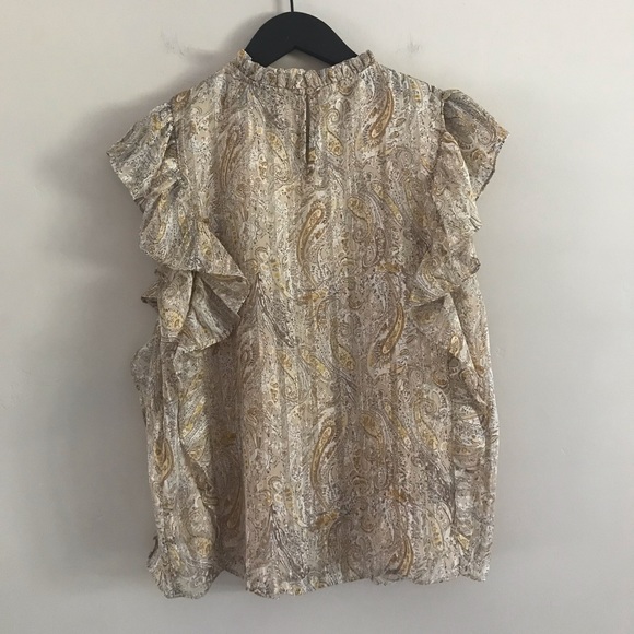 NWT Joie | Sheer Paisley Sleeveless Ruffle Top | Med - Picture 3 of 9
